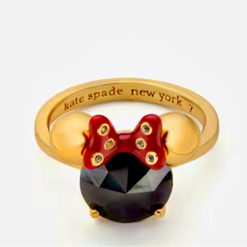 Kate Spade Disney NWTMinnie Mouse Ring Sz5 OR 6, gold tone/cubic zirconia/enamel